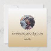 たった今結婚しましたフォト金ゴールド結婚の種類の発表 招待状 (裏面)