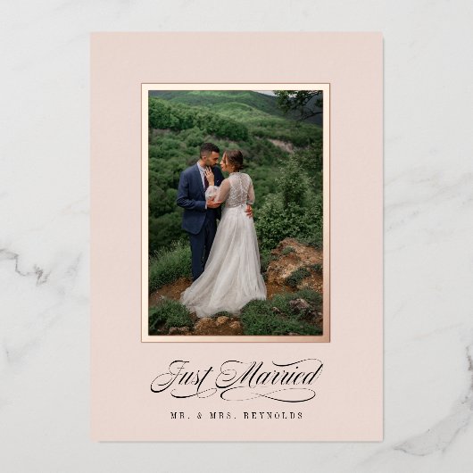 たった今結婚しましたフレーム招待状 箔招待状 (正面)