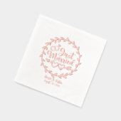 たった今結婚しましたフローラの名称結婚と日付 箔ナプキン (左)