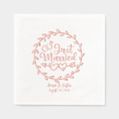 たった今結婚しましたフローラの名称結婚と日付 箔ナプキン (正面)