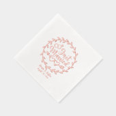 たった今結婚しましたフローラの名称結婚と日付 箔ナプキン (右)