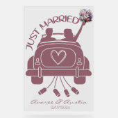 たった今結婚しましたブライダルブーケビンテージカー アクリルサイン (正面)