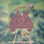 たった今結婚しましたブライダルブーケビンテージカー アクリルサイン (ニュートラル)