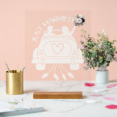 たった今結婚しましたブライダルブーケビンテージカー アクリルサイン (ウェディング)