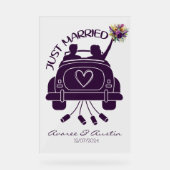 たった今結婚しましたブライダルブーケビンテージカー アクリルサイン (正面)