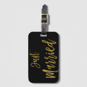 たった今結婚しましたブライドゴールドフォイルグラッジバッグラベル ラゲッジタグ (正面縦)