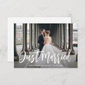 たった今結婚しましたブラシ結婚スクリプトの発表 サンキューカード (正面/裏面)