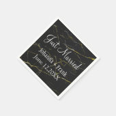 たった今結婚しましたブラックとグッドマーブル スタンダードカクテルナプキン (角)