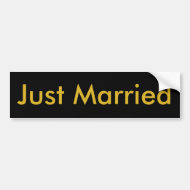たった今結婚しましたブラックバンパーステッカー、金ゴールド文字 バンパーステッカー