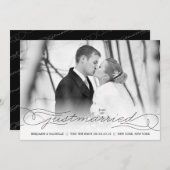 たった今結婚しましたブラック結婚の発表写真カード 案内状 (正面/裏面)