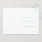 たった今結婚しましたブルーのパーソナ結婚ライズのお知らせ 案内ポストカード (裏面)