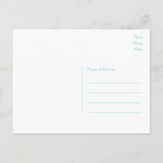 たった今結婚しましたブルーのパーソナ結婚ライズのお知らせ 案内ポストカード (裏面)