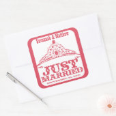 たった今結婚しましたプリンセスブライド結婚ティアラのステッカー スクエアシール (封筒)