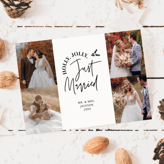 たった今結婚しましたホリデー新着写真ホワイト シーズンカード