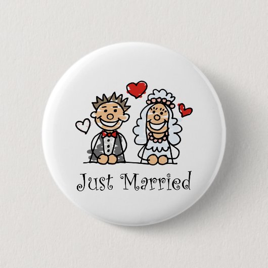 たった今結婚しましたボタン 缶バッジ (正面)