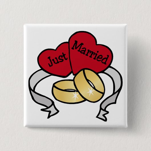たった今結婚しましたボタン 缶バッジ (正面)