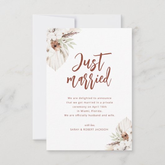 たった今結婚しましたボホパンパ結婚スの発表 サンキューカード (正面)