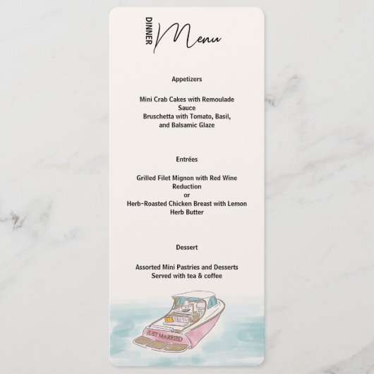 たった今結婚しましたボートディナ結婚ーズメニュー メニュー (正面)