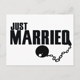 たった今結婚しましたボール及びチェーン 案内ポストカード