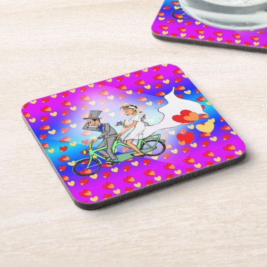 たった今結婚しましたマンガお祝いコースター コースター (左側)