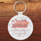 たった今結婚しましたミスター&ミセスバラ金ゴールドホワイトマーブル キーホルダー (正面)