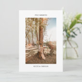 たった今結婚しましたミニマルタイプライターの写真の取り出し 案内状 (スタンド正面)