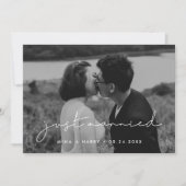 たった今結婚しましたミニマル手書き写真 案内状 (正面)