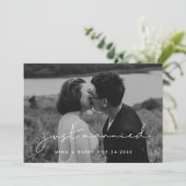 たった今結婚しましたミニマル手書き写真 案内状 (スタンド正面)