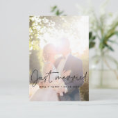 たった今結婚しましたミニマル発表フォトカード 案内状 (スタンド正面)