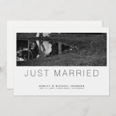 たった今結婚しましたミニマル結婚主義写真の発表 招待状 (正面/裏面)