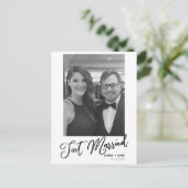 たった今結婚しましたモダンの発表結婚写真 ポストカード (スタンド正面)