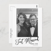 たった今結婚しましたモダンの発表結婚写真 ポストカード (正面/裏面)