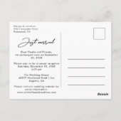 たった今結婚しましたモダンの落成写真の発表 ポストカード (裏面)