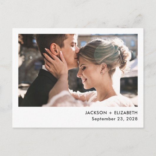 たった今結婚しましたモダンの落成写真の発表 ポストカード (正面)