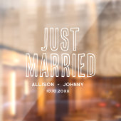 たった今結婚しましたモダンウェディングレセプションカーデカール ウィンドウサイン (シート2)