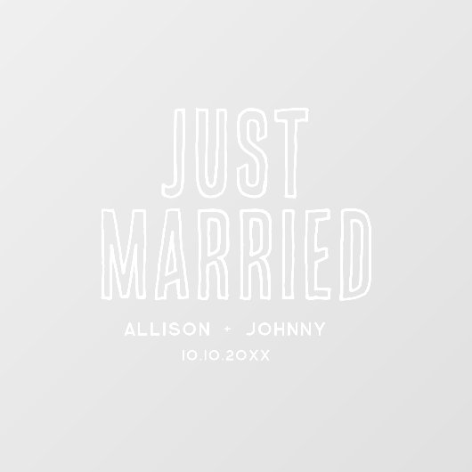 たった今結婚しましたモダンウェディングレセプションカーデカール ウィンドウサイン (シート)