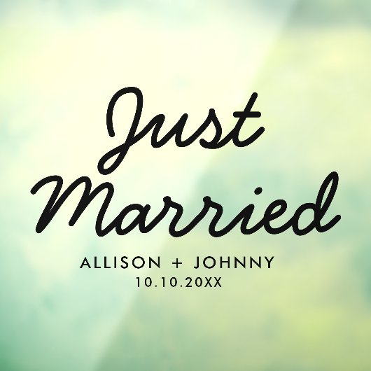 たった今結婚しましたモダンウェディングレセプションカーデカール ウィンドウサイン (シート3)