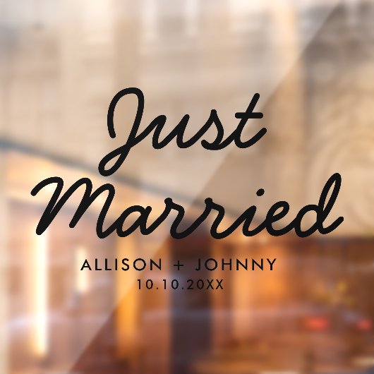 たった今結婚しましたモダンウェディングレセプションカーデカール ウィンドウサイン (シート2)