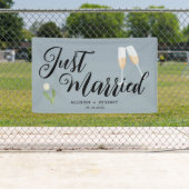 たった今結婚しましたモダンウェディングレセプションカー 横断幕 (インサイチュ)