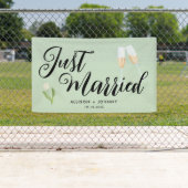 たった今結婚しましたモダンウェディングレセプションカー 横断幕 (インサイチュ)