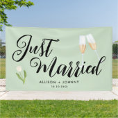 たった今結婚しましたモダンウェディングレセプションカー 横断幕 (外側)