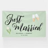 たった今結婚しましたモダンウェディングレセプションカー 横断幕 (横)