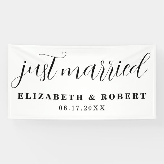 たった今結婚しましたモダンエレガント新結婚婚 横断幕 (横)