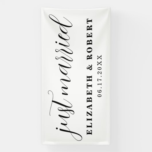 たった今結婚しましたモダンエレガント新結婚婚 横断幕 (縦)