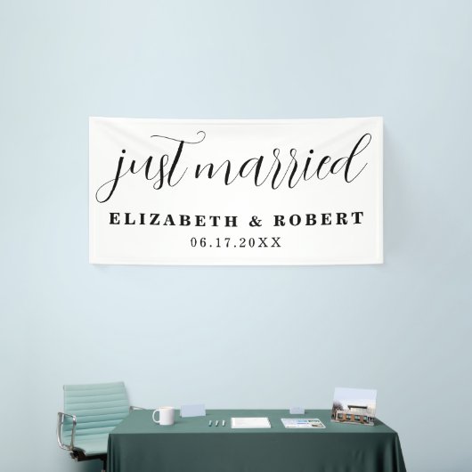 たった今結婚しましたモダンエレガント新結婚婚 横断幕 (トレードショー)