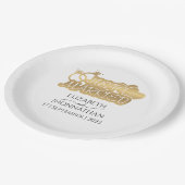 たった今結婚しましたモダンエレガント金ゴールドカップル名 ペーパープレート (アングル)