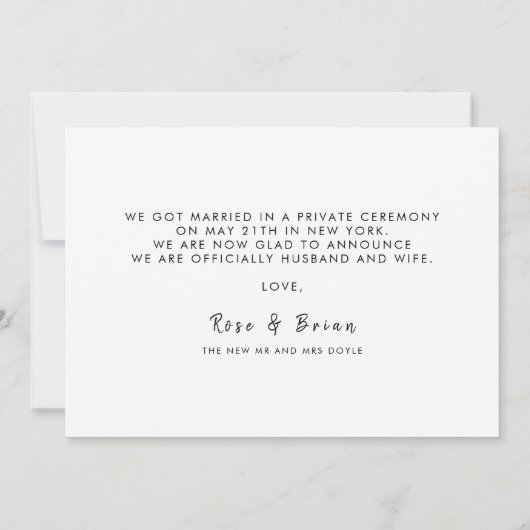 たった今結婚しましたモダンコンテンポラリーの写真 案内状 (裏面)