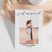 たった今結婚しましたモダンスクリプミニマルト結婚写真 案内状