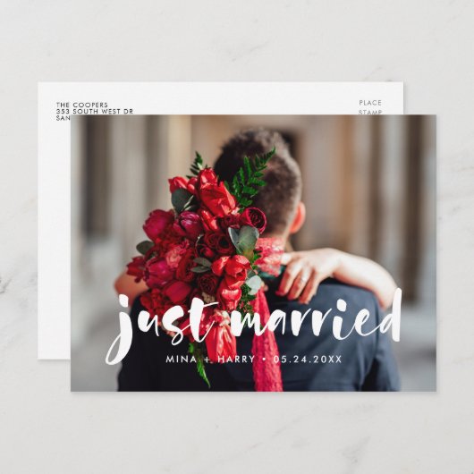 たった今結婚しましたモダンス結婚クリプトの写真 ポストカード (正面/裏面)