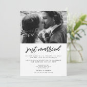 たった今結婚しましたモダンタイポグラフィ写真の発表 招待状 (スタンド正面)